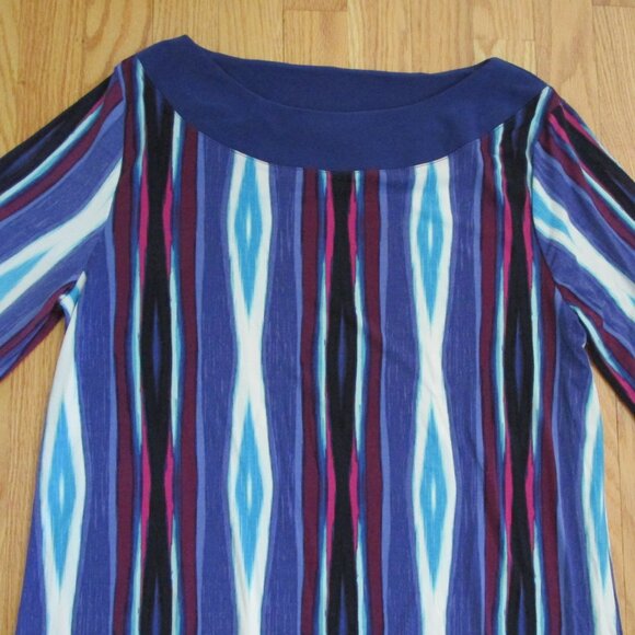 RAFAELLA WOMEN'S SIZE L DRESS PURPLE, FUCHSIA PINK, BLACK TUNIC 3/4 SLEEVES NWT - Picture 2 of 8